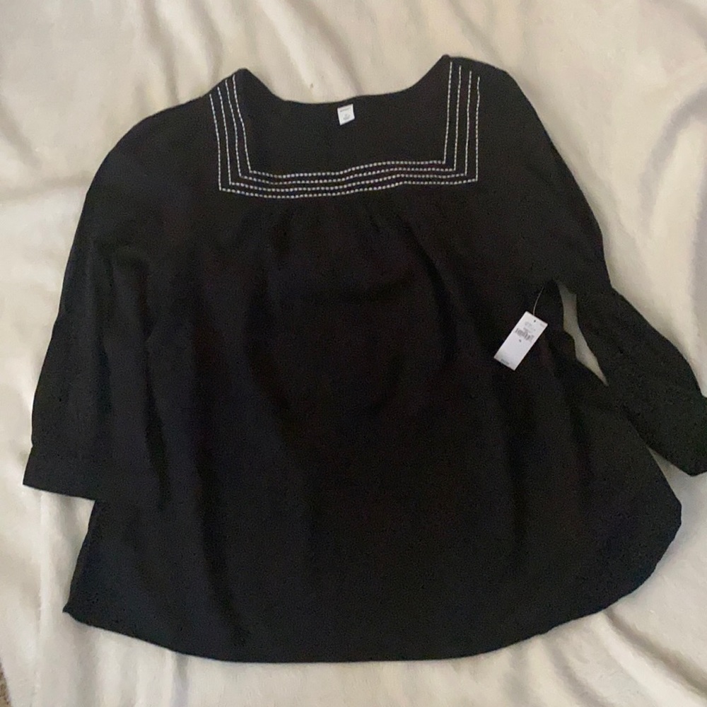 Old Navy square neck, black/white long sleeve top -  brand new!